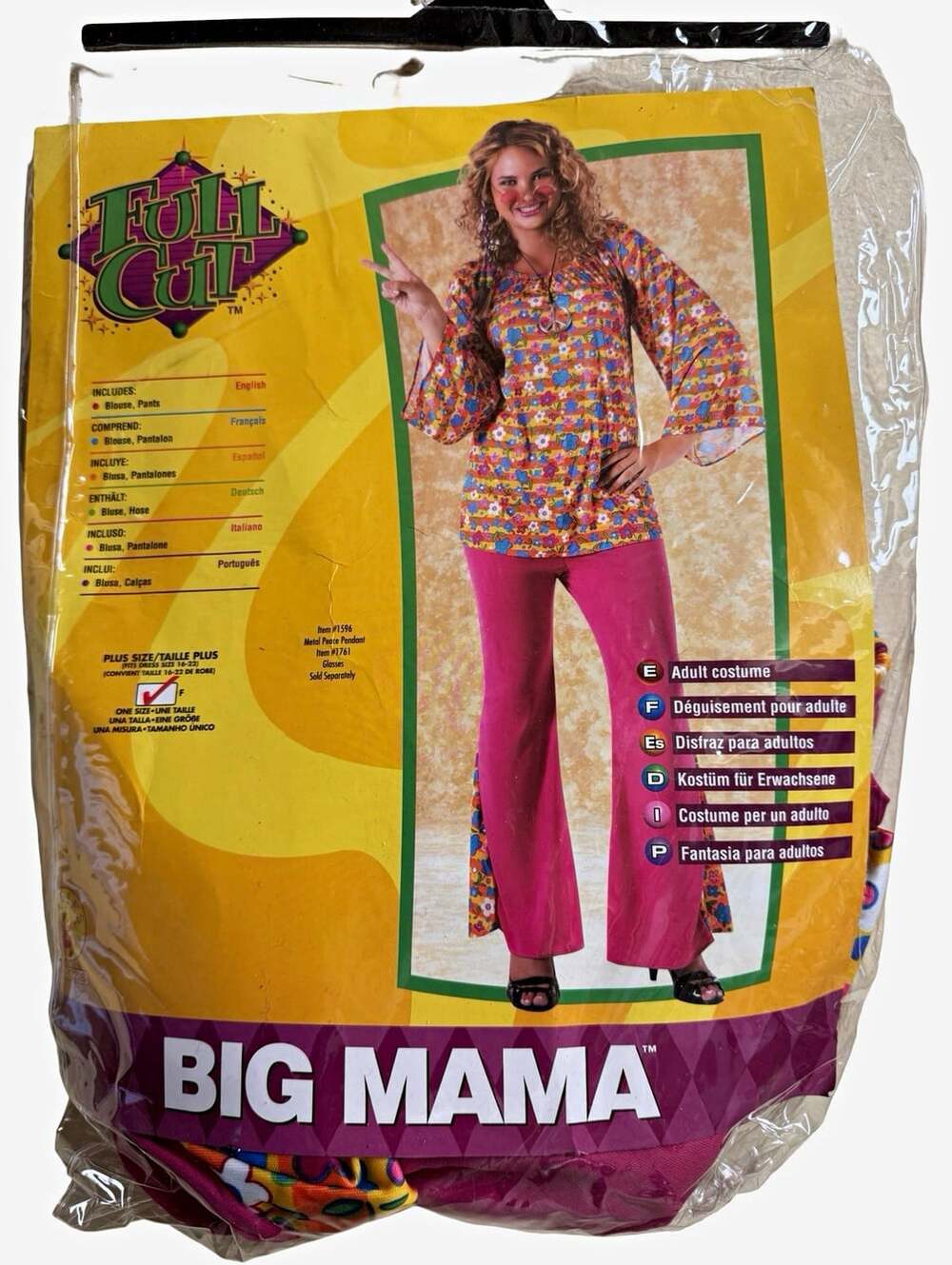 Full Cut Big Mama Hippie Costume Women Plus Size 16-22 Blouse Pants 70s